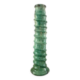Green enamelled terracotta candle holder 50 cm