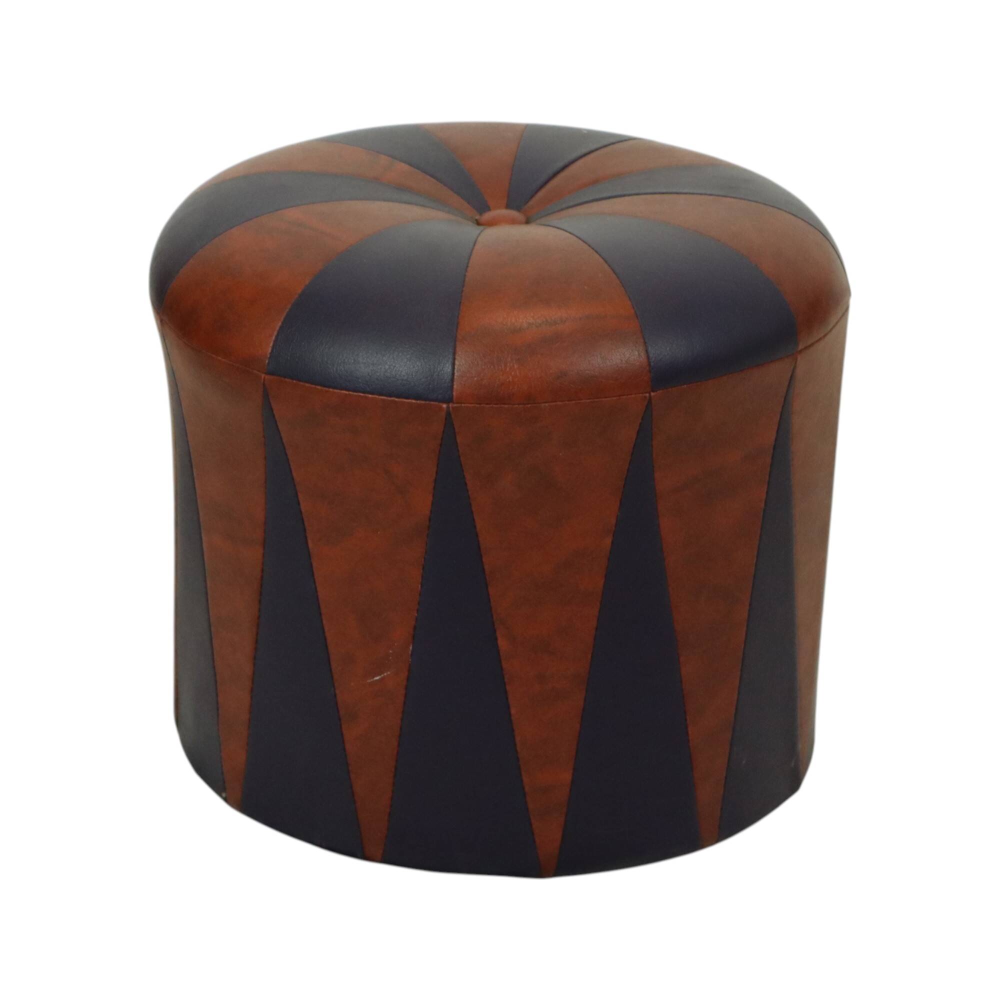 Round Vintage Pouf Purple Bordeaux Two-tone Skai Sixties
