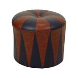 Round Vintage Pouf Purple Bordeaux Two-tone Skai Sixties