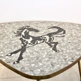 Mosaic and brass coffee or side table by Berthold Müller, 1960s