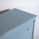 Antique painted pine chest of drawers – European rustic blue chest of drawers – circa 1900