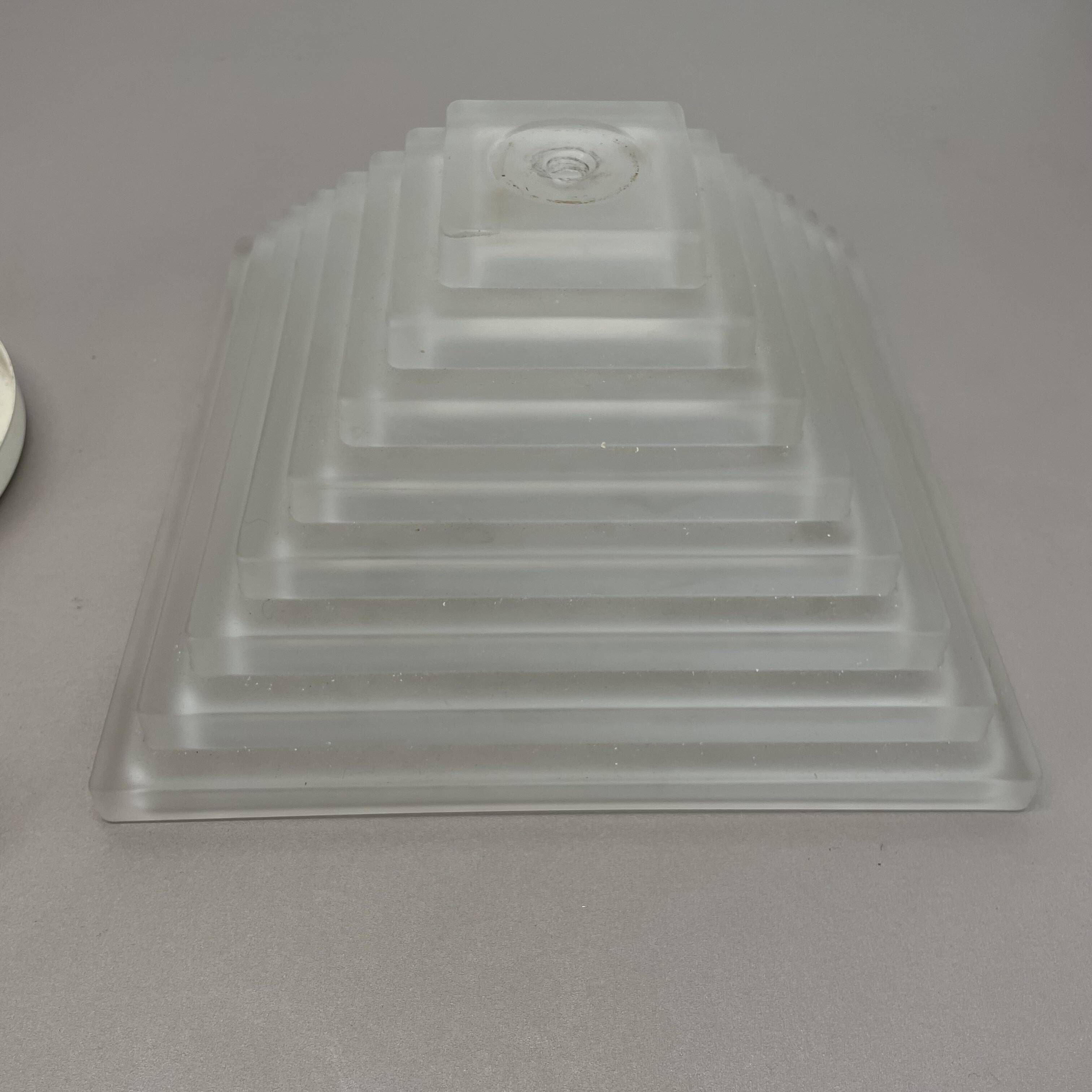 Cubic satin white glass wall light by glashütte limburg attrib., germany 1980s