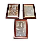 Set of 3 old wooden photo frames with black and white Alsatian photographs 11x16