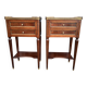 Pair of mahogany bedside tables, marble top, Louis XVI style