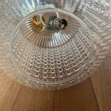 Vintage pendant light in chiseled glass from the 70s