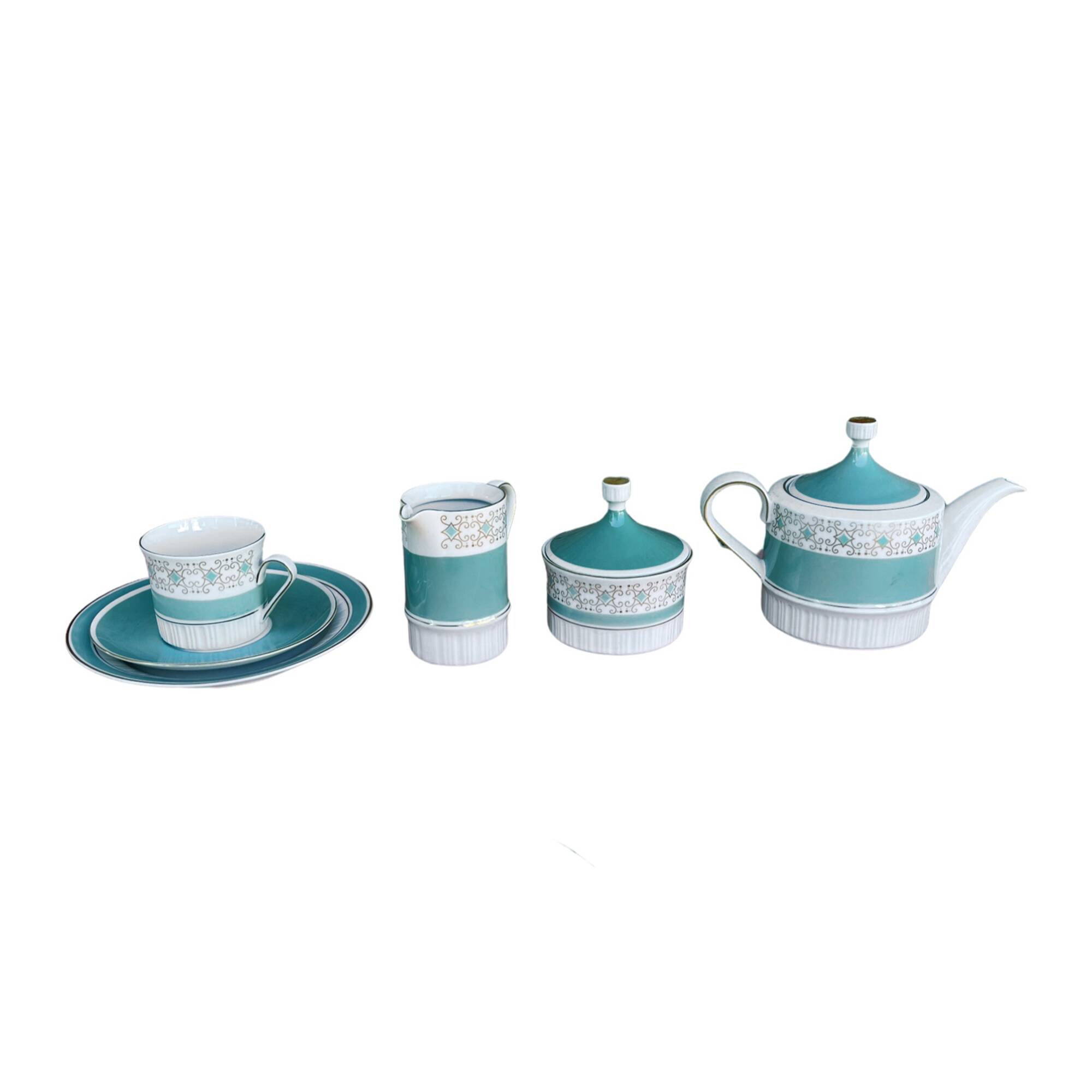 Turquoise porcelain service by Kahl, Germany, 1960s.