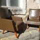 Vintage Scandinavian olive green armchairs