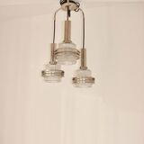 Modern pendant lamp, 1970s, metal and glass, 3xE27