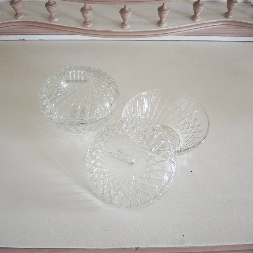 2 Old Cut Glass Candy Jars