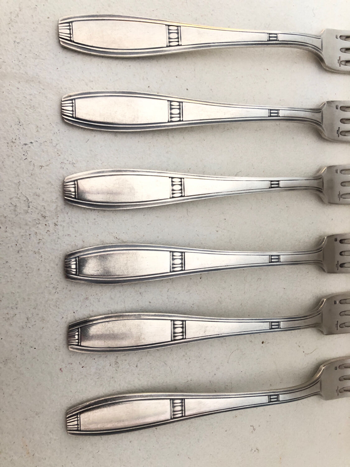 6 ercuis forks, silver metal, 1930