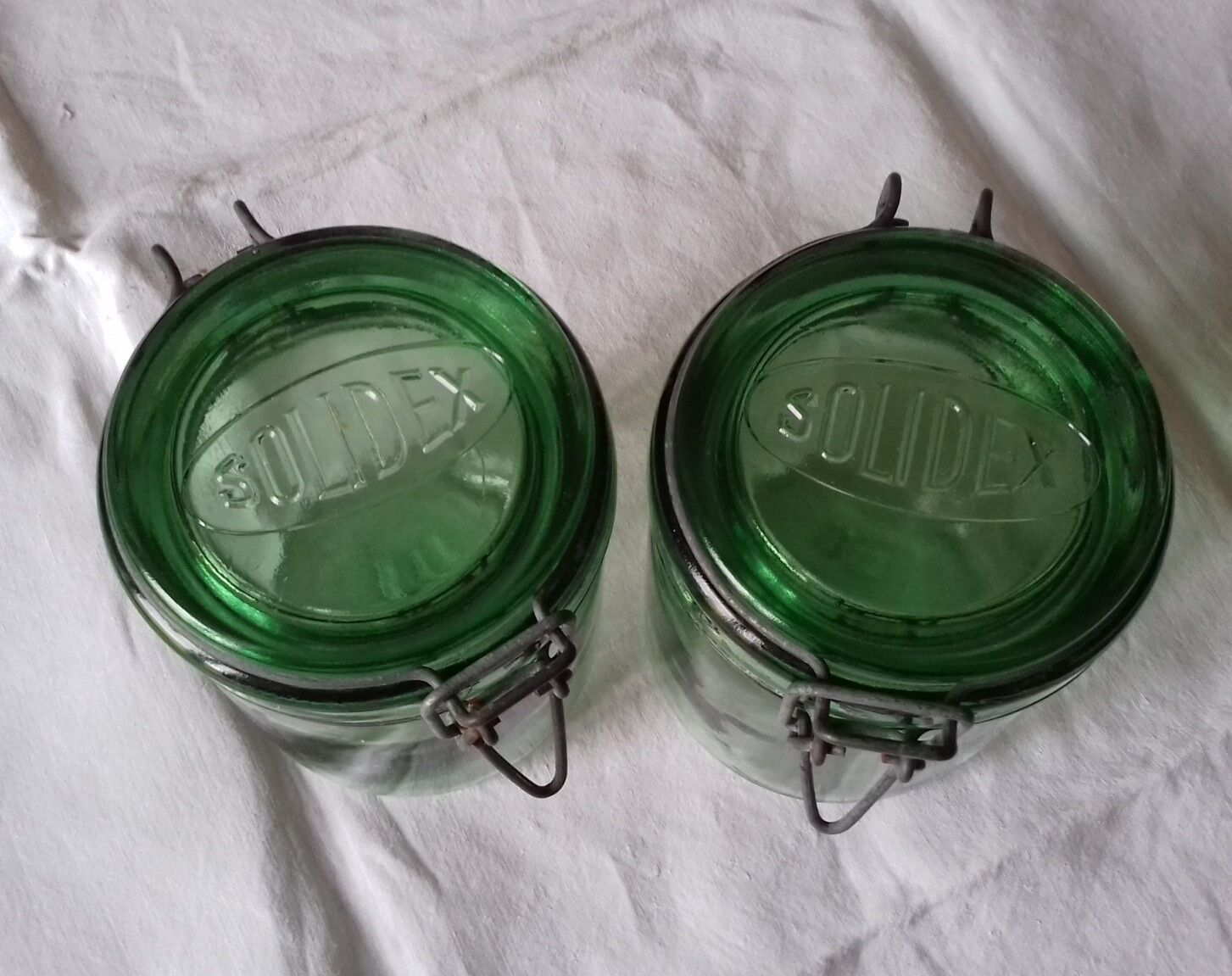 Lot 2 jars green Solidex 1/2 L glass