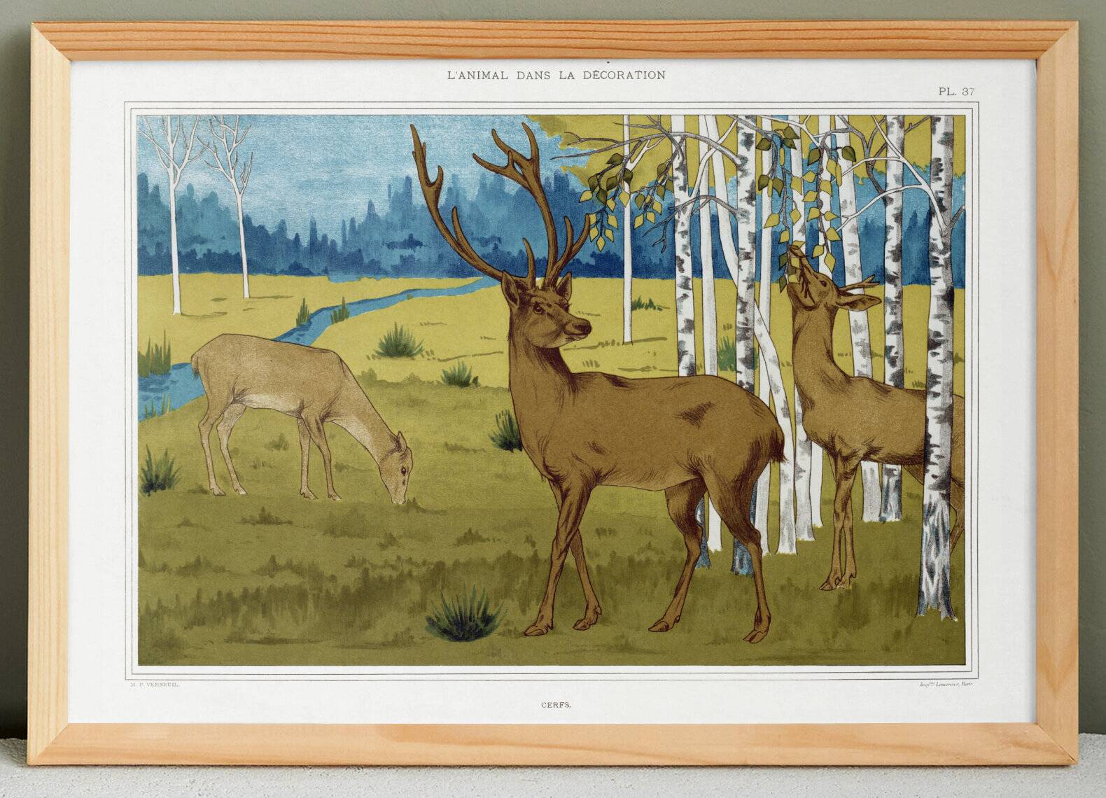 Poster “Deer”, after an Art Nouveau lithograph from 1897