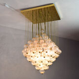 Venini mid century italian flushmount murano glass bubbles and brass chandelier