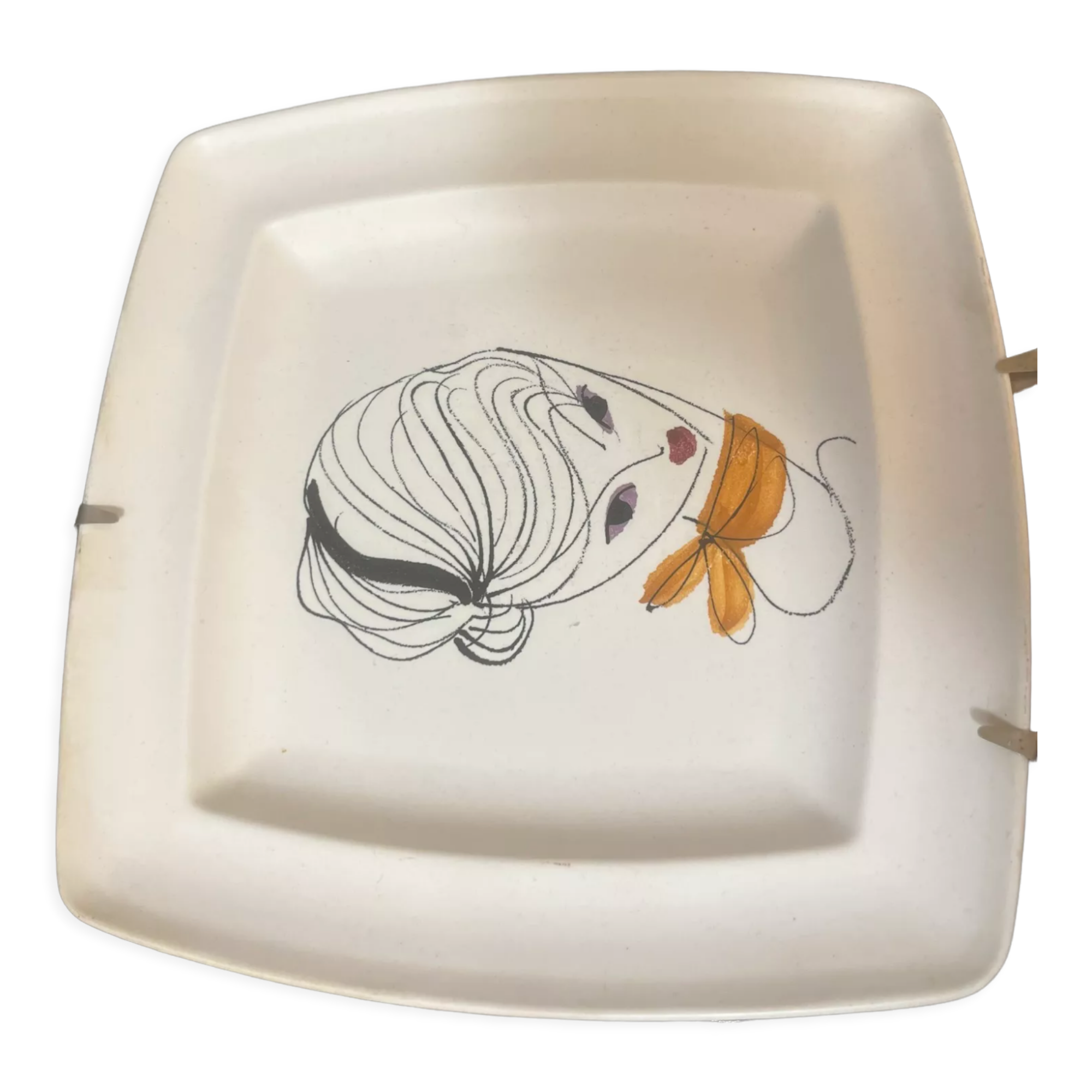 Women's décor plate from the 60s