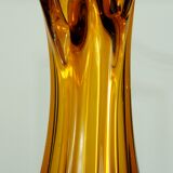 Bubbled amber glass vase "Roc"