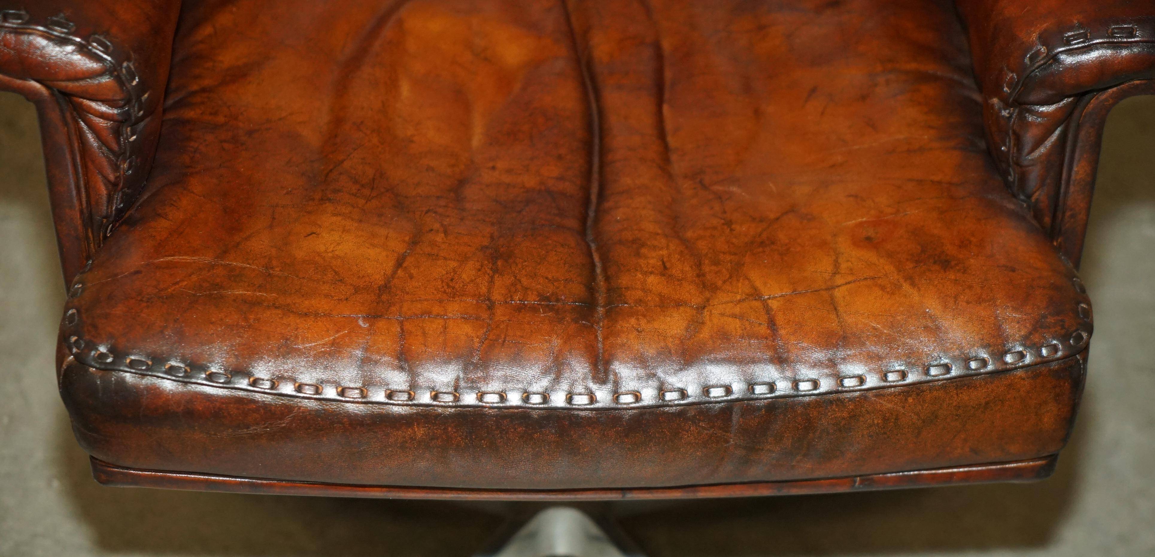 Mid Century Modern swivel office chair De Sede DS35 leather