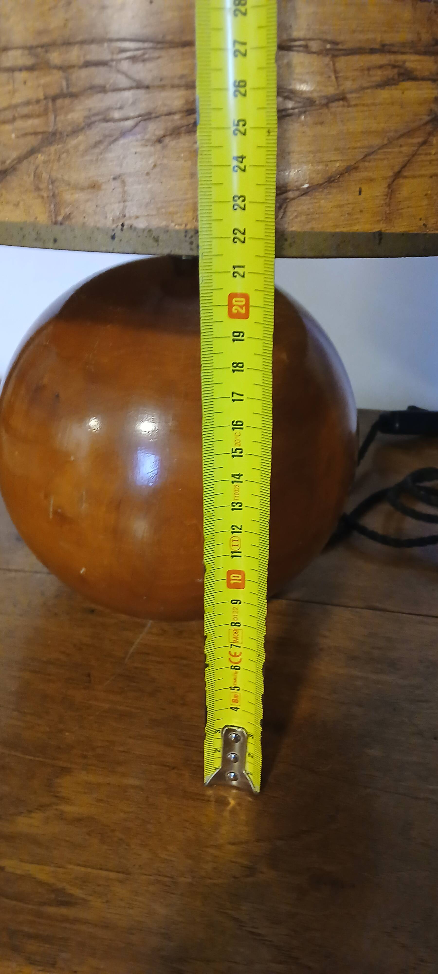 Blonde wooden ball lamp, 1970s