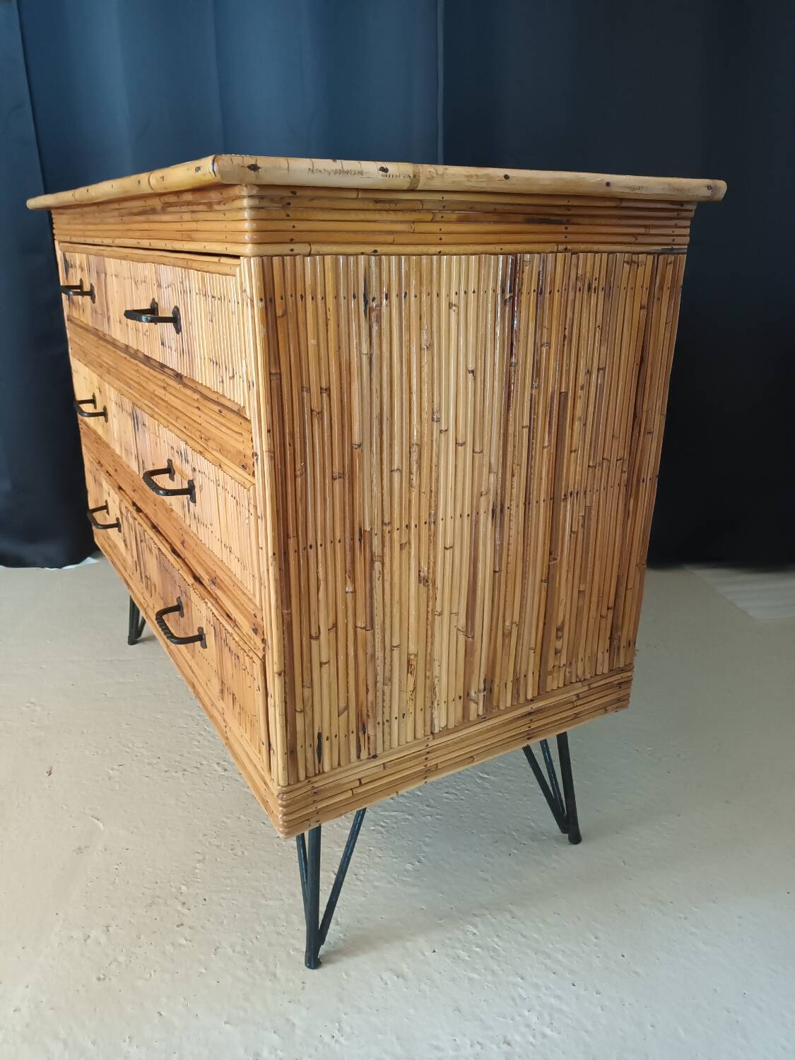 Vintage rattan chest of drawers