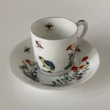 Limoges porcelain cup and sub-cup decorated in Chantilly in the Japanese Kakiemon style