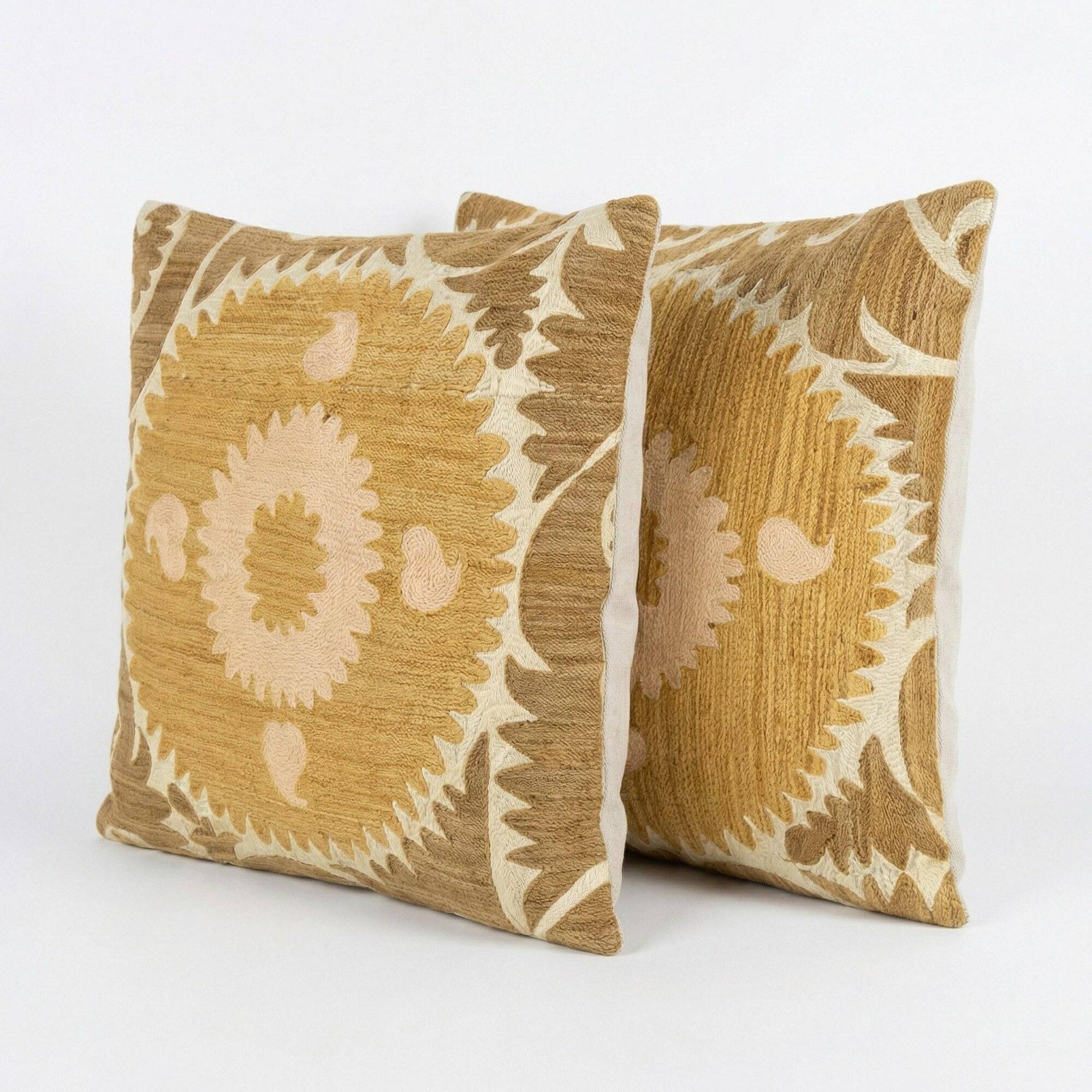 Set of 2 vintage embroidered cushion covers 61x64 cm