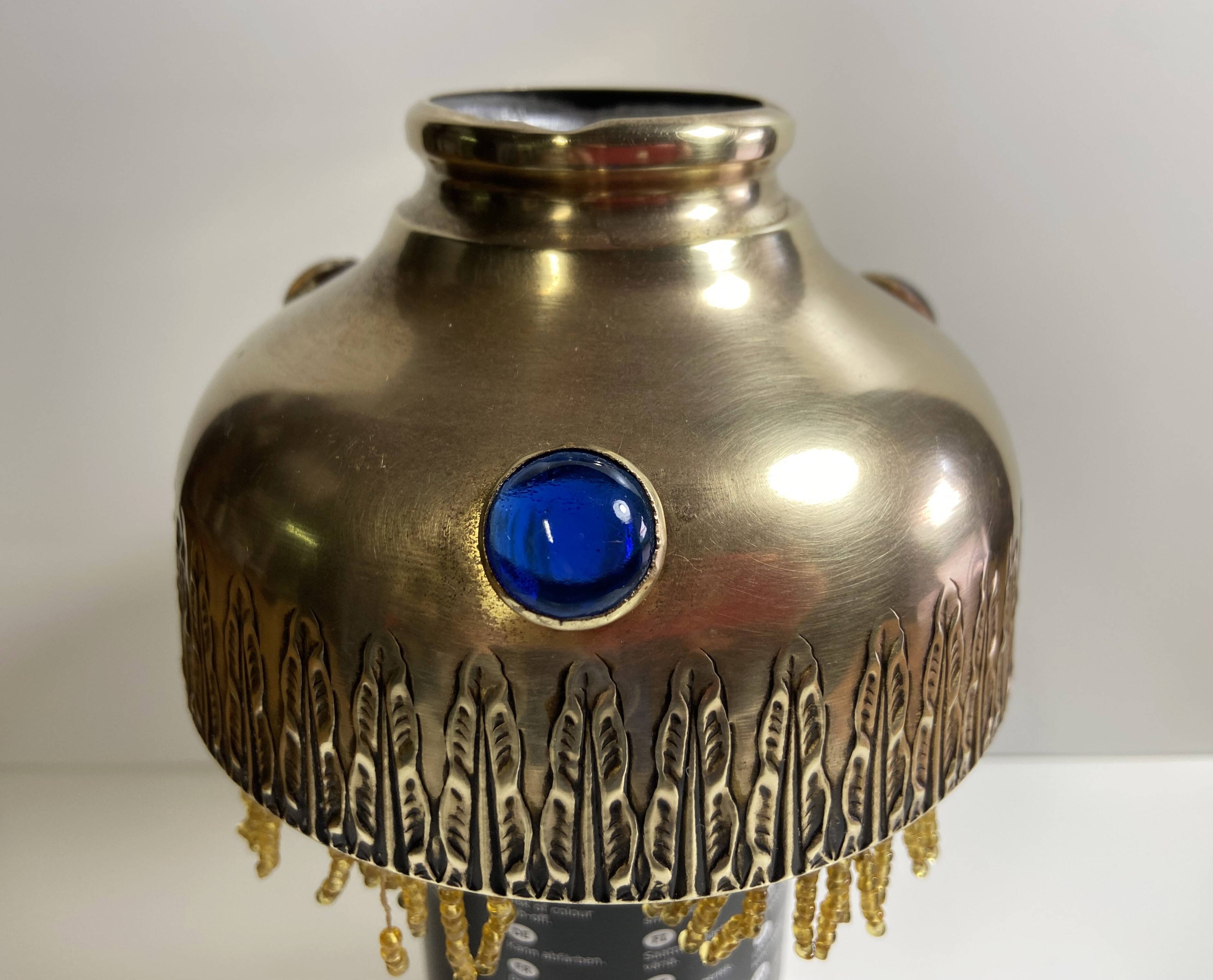 Antique Parisian Lampshade Hat 1900 Brass Cabochons Tassels