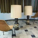 Set of 2 Ceramic Large Floor or Table Lamps by Georges Pelletier for Accolay, France 1960s