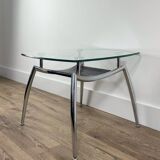 1970s Mid-Century Modern "Space Age" Chrome & Glass Coffee Table