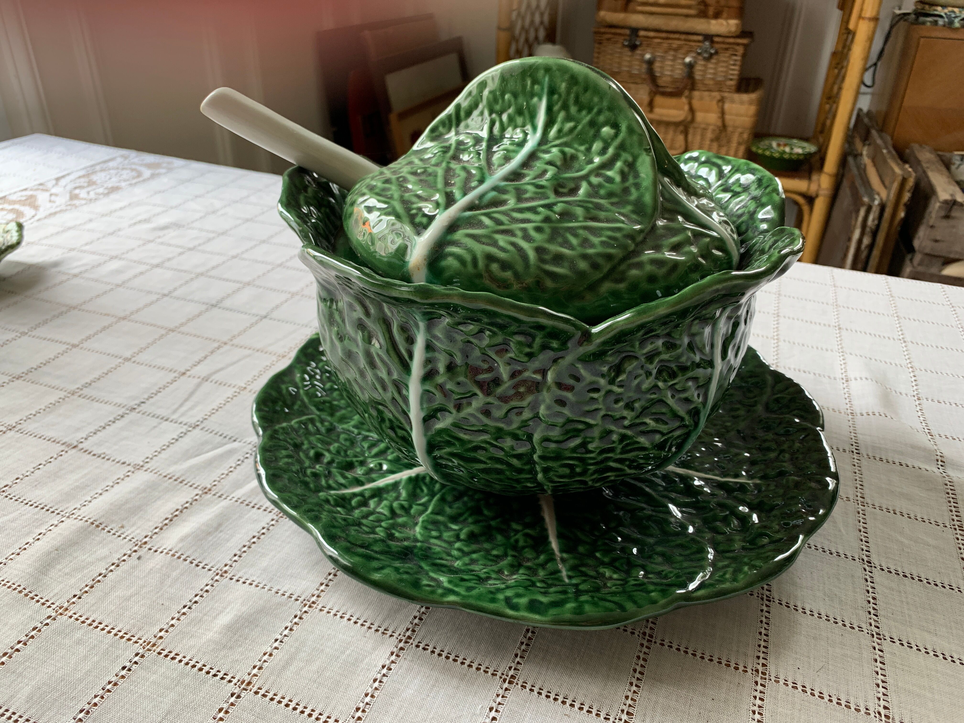 Soup bowl and cabbage dish in slurry