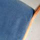 Lot de 4 chaises vintage piètement bois et tissu bleu circa 60