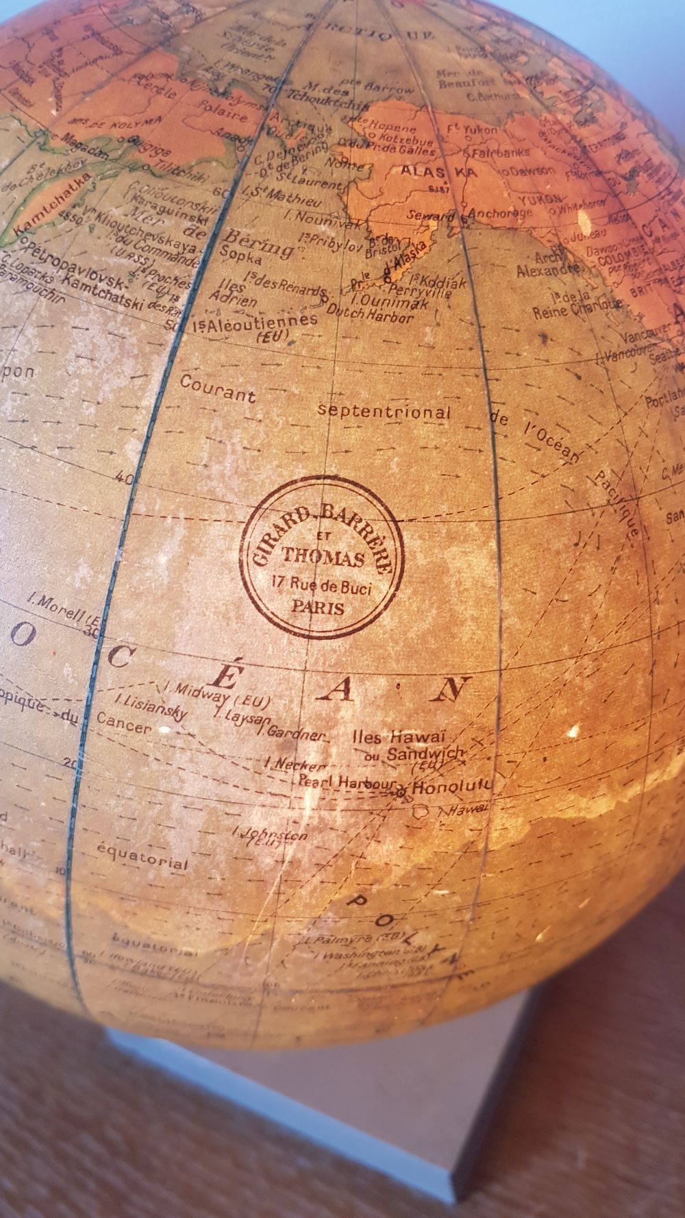 Earth globe, world map, glass and marble