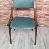 Renovated GFM 57 chair, Skoczek, designed by J. Kędziorek, navy blue