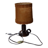 Vintage turned wooden candle holder lamp