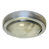 Minimalist ceiling light in Holophane type glass and aluminum LAMP-7057