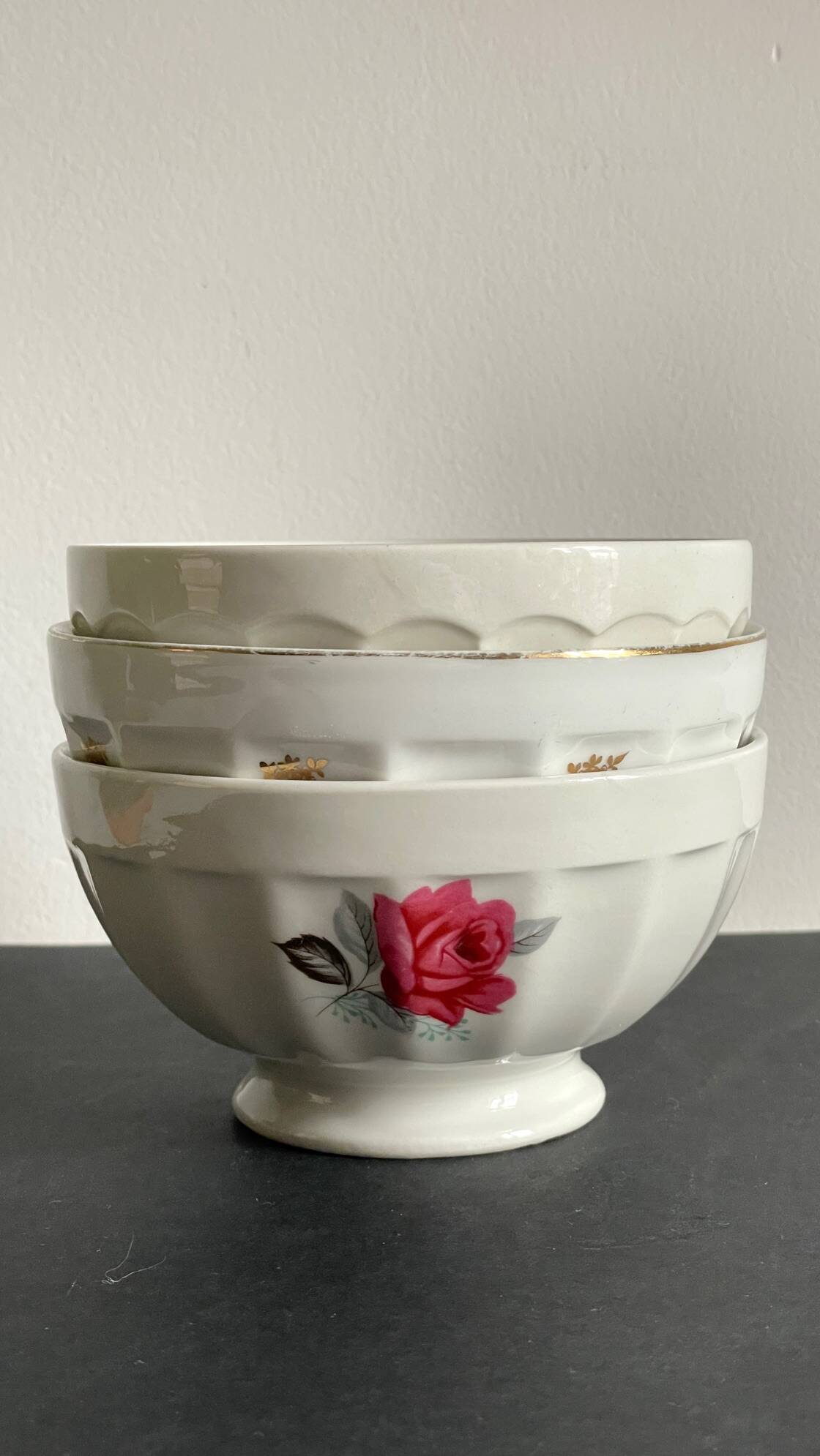 BOWLS Ceramic Pink and Gold VINTAGE