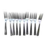 10 silver metal forks