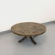 Vintage brutalist round coffee table in metal and slate from the 70s