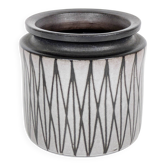 West German ceramic cache-pot — geometric sgraffito, Cologne, 1960s