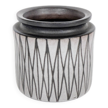 Cache-pot céramique ouest-allemand — sgraffito géométrique, Köln, années 60