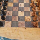 Natural edge olivewood, rustic chessboard
