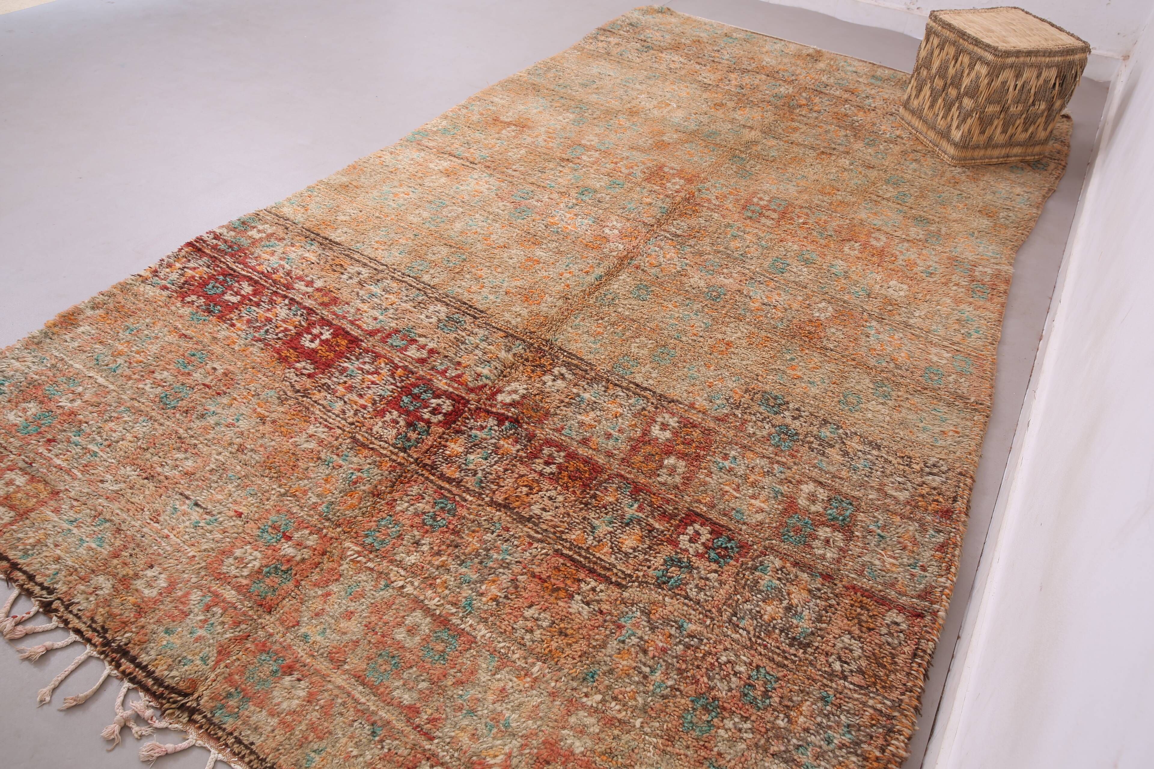 Peach Vintage Moroccan Rug 190 x 352 cm - Berber Wool Rug - Handmade Rug