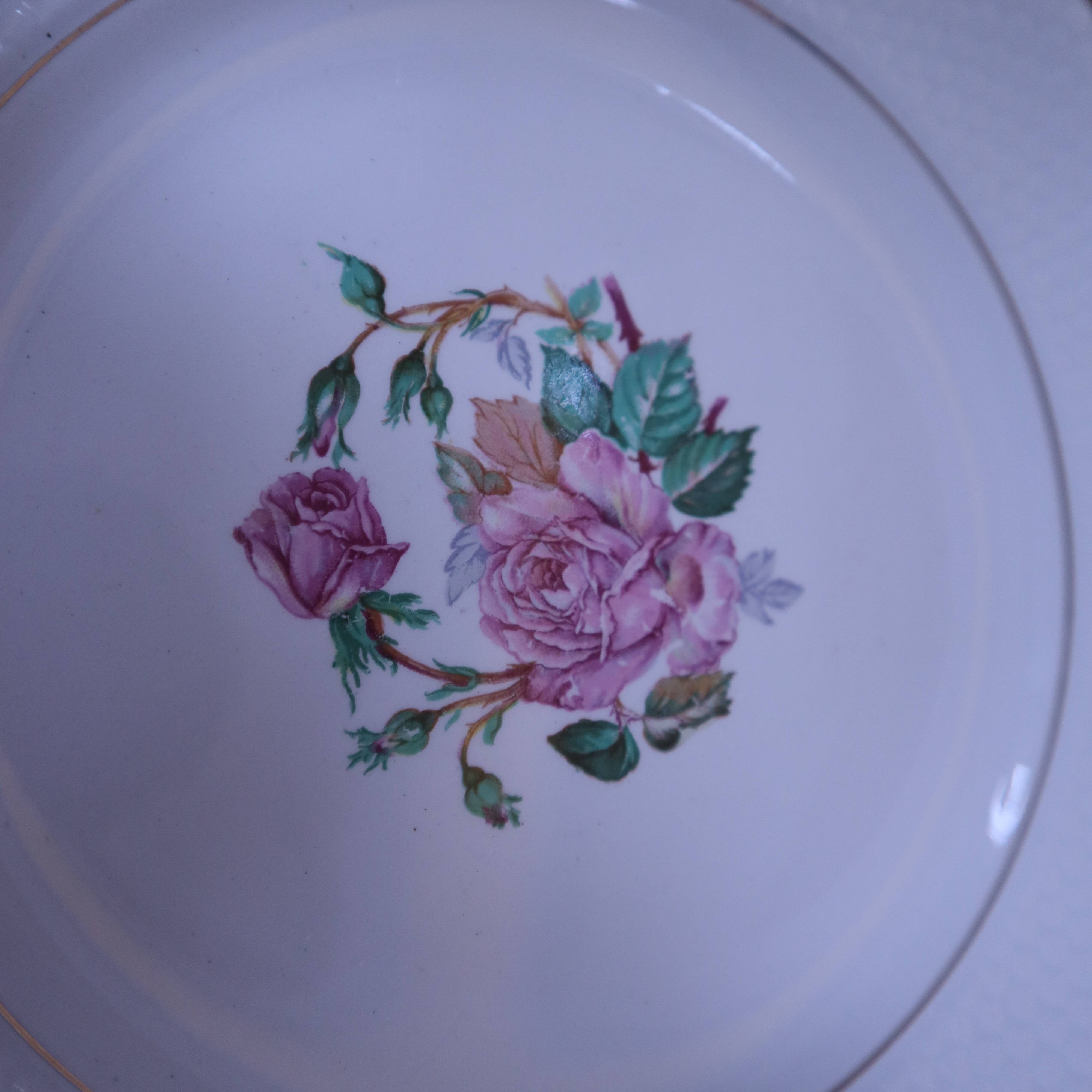 6 dessert plates in half porcelain with floral design KIFO Amandinoise