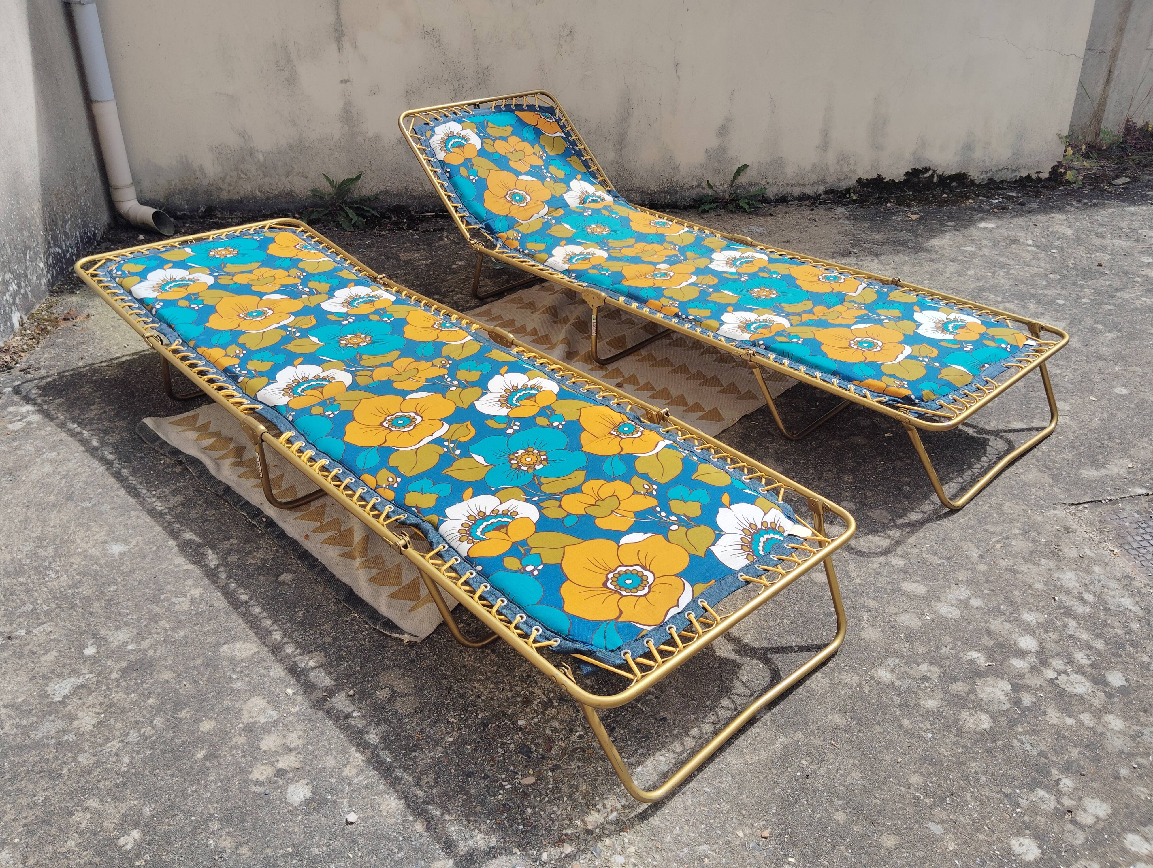 Set de 2 lits de camp/bain de soleil lafuma vintage