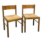 Pair of wooden and rope chairs