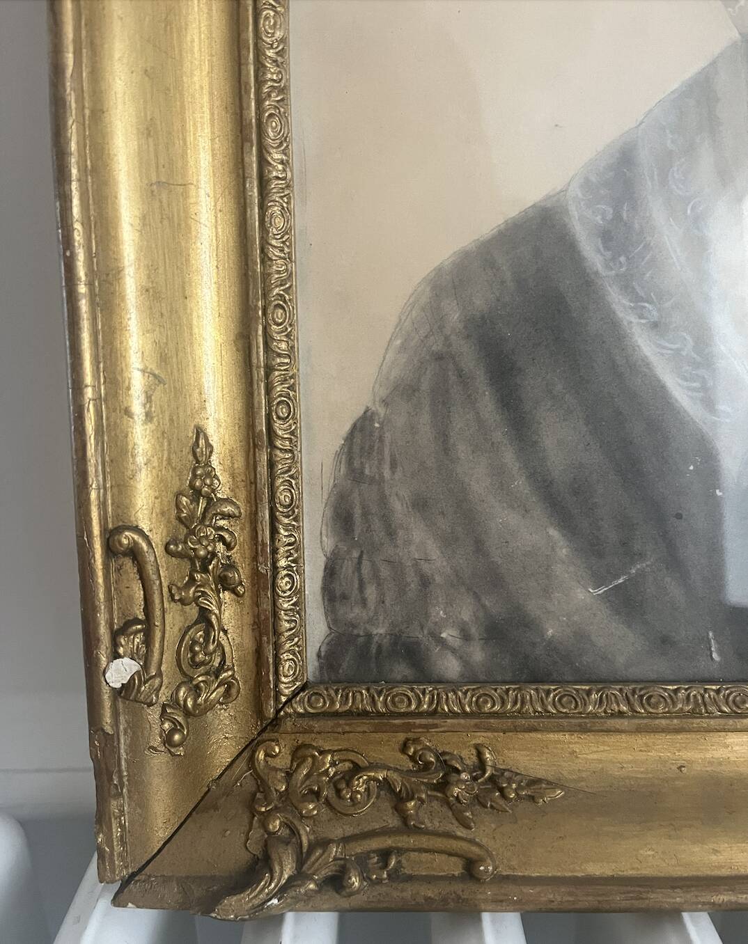 Portrait of a young woman in charcoal, French school circa 1840