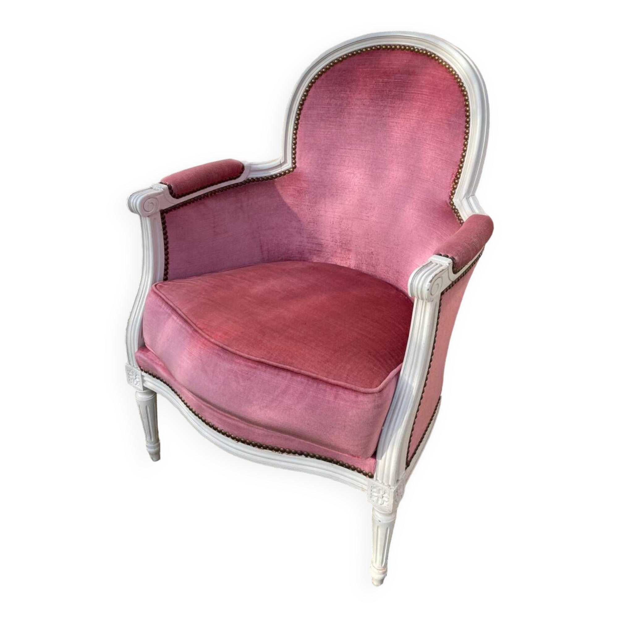 Armchair / Pink velvet Bergère