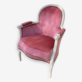 Armchair / Pink velvet Bergère