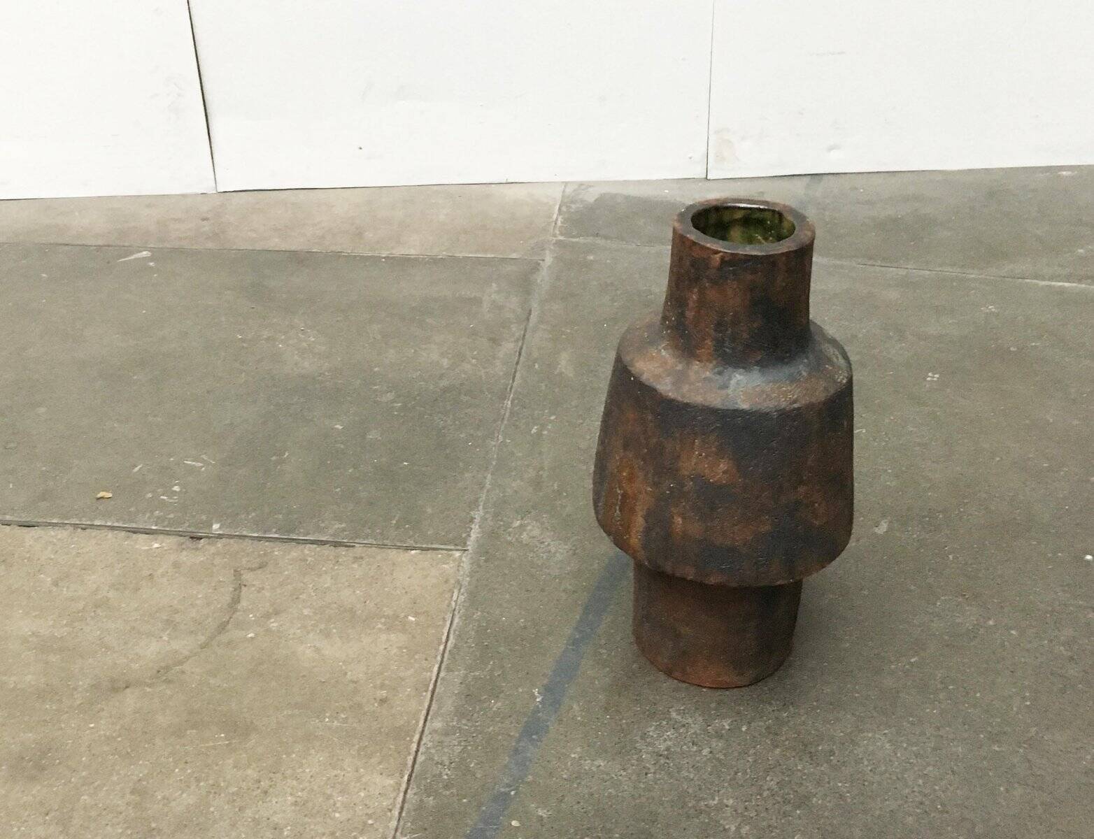 Brutalist ceramic vase in German mid-century style by Gerhard Liebenthron, 1969.