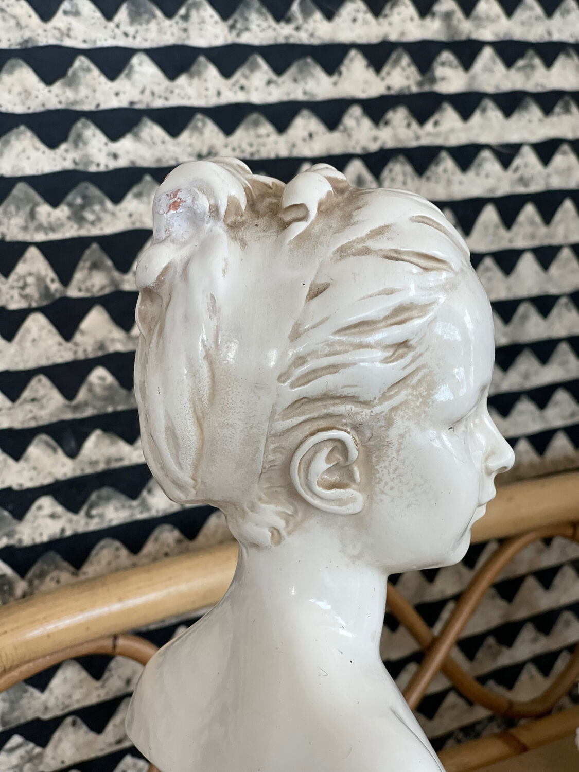 Glazed terracotta bust