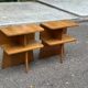 Asymmetrical Mid Century Modern bedside tables oak 1960