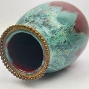 Vase CAB (Ceramics of Art from Bordeaux), turquoise green and red glaze.
